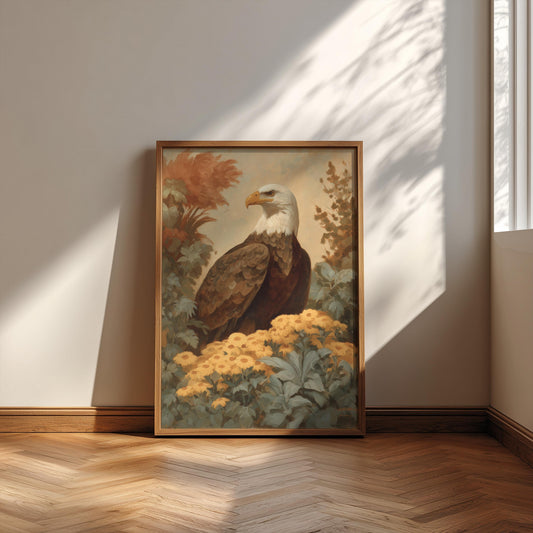 Vintage American Eagle Wall Art, Patriotic Eagle Canvas Print