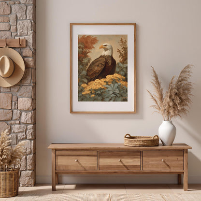 Vintage American Eagle Wall Art, Patriotic Eagle Canvas Print