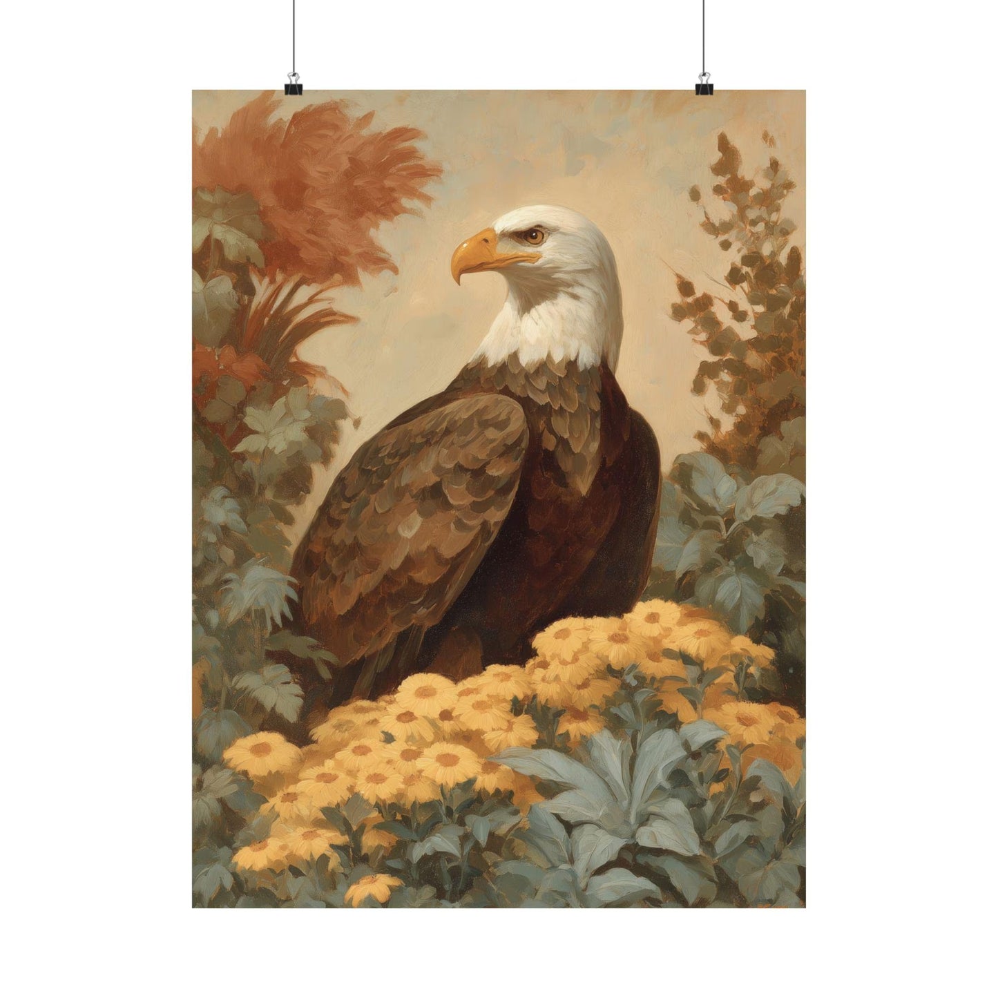 Vintage American Eagle Wall Art, Patriotic Eagle Canvas Print